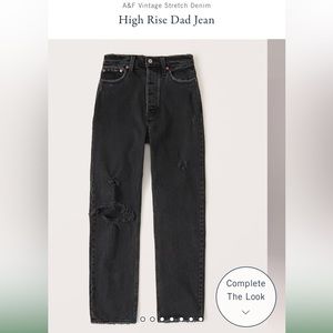 A&F high rise dad jean black ripped jeans